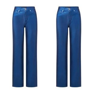 NWT Veronica Beard Women's Dylan Metallic Straight-Leg Jean True Navy NWT 368 24